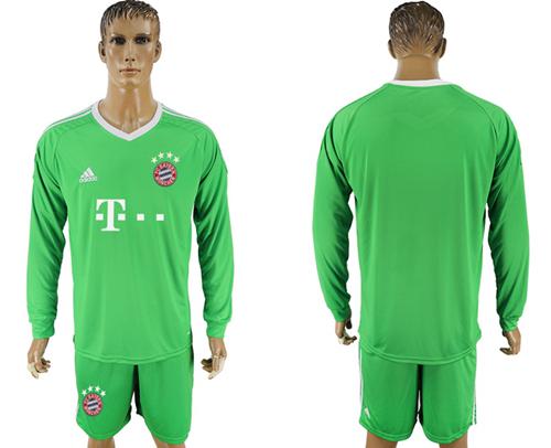 Bayern Munchen Blank Green Goalkeeper Long Sleeves Soccer Club Jersey - Click Image to Close